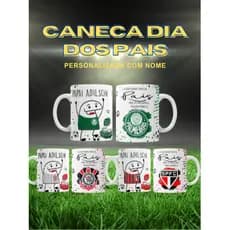 Caneca Xícara Personalizada Porcelana Cerâmica Dia Dos Pais Pai Torcedor Time Coração Time Futebol C/ Nome Uso Exclusivo