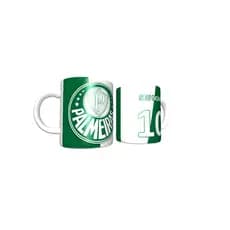 Caneca Xícara Personalizada Porcelana Cerâmica Palmeiras Time do Coração Com Nome Uso Exclusivo 325ML