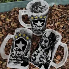 Caneca de Chopp de Vidro Jateada 475ml Personalizada com Seu Time, Presente, Futebol, Festa