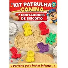 Kit 7 Cortadores de Biscoito Patrulha Canina | Moldes para Cookies, Pasta Americana, Biscuit e Confeitaria Infantil