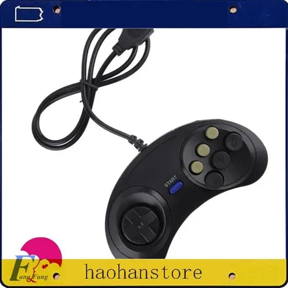 Sega Handle Manusear Clássico Com Fio 6 Botões Joypad Controlador De Jogo Para Md2 Pc Mac Mega Drive Acessórios Jogos Controle Remoto Universal