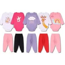 Kit Body Bebe Menina 2 Peças 1 body Manga Longa + 1 Calças/Mijão - P