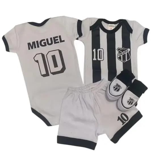Kit 3 Peças bebê Personalizado com nome e número , Passar Pelo Chat por favor , Body bebê torcedor