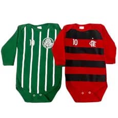 Body manga longa inverno, times temáticos bebê torcedor, roupas de bebê