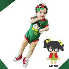 kit 3 peças da Chiquinha, body+tênis+tiara, mêsversário 100% algodão