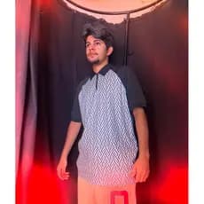 Camisa gola polo preta quadriculada