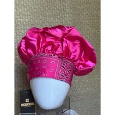 1 Touca de cetim faixa rosa estampada