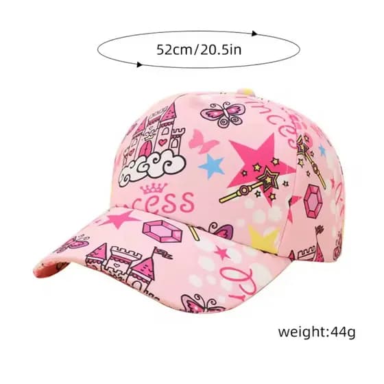 Boné infantil feminino rosa estampa princesa