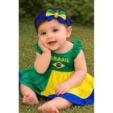 Faixa de Cabelo Bebê Brasil 🇧🇷 Laço Luxo Confortável RN a 2 anos | Não Aperta | Copa / Torcida