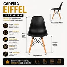 Cadeira Eames Eiffel 1,2 e 4 Pés de Madeira Várias Cores Escritorio Sala Escrivaninha