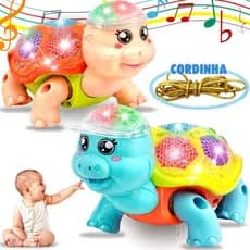 Tartaruga Fujão Com Som e Luzes - Brinquedo Infantil Colorido Bebê