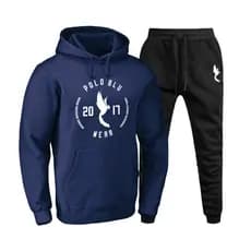 Conjunto Blusa Casaco Calça Moleton Confortável Marinho