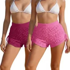Kit 2 Shorts feminino saida de praia tricot moda primavera verão