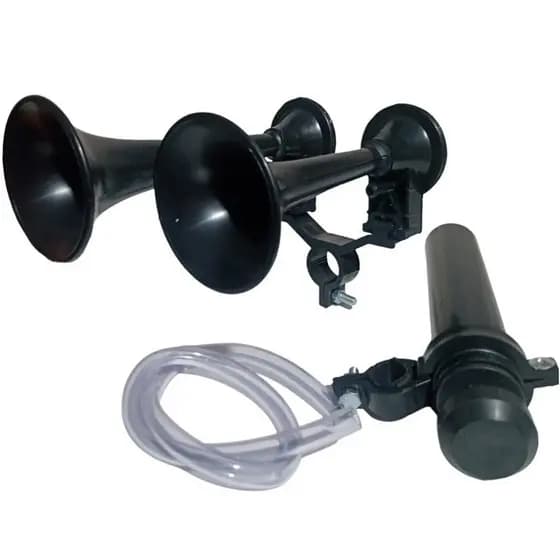 Buzina De Ar Mini Dupla 2 Cornetas Forte Potente Bike Cores