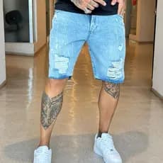 Bermuda Jeans Masculina Destroyed cores Premium top alta qualidade