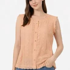 Blusa Feminina Rendada Regata Botões Frontal Delicada Casual Verão Estilo Elegante e Confortável