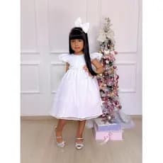 Vestido Branco Infantil Luxo - Vestido Batizado - Daminha - Formatura
