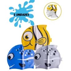 Kit 2 Toucas de Natação Infantil Kids de Silicone Peixinho