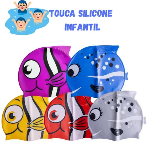 Touca de Natação Infantil Kids Silicone Peixinho