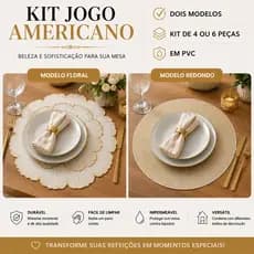 Jogo Americano Redondo PVC Sousplat Kit Mesa Jantar 38CM 4 ou 6 Lugares
