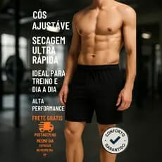 Bermuda shorts preto elastano premium academia corrida