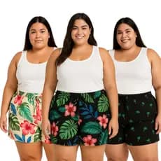 Shorts Feminino plus size Casual Malha leve