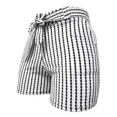 kit 2 Shorts Colmeia Listrado Liso Feminino Com Cinto