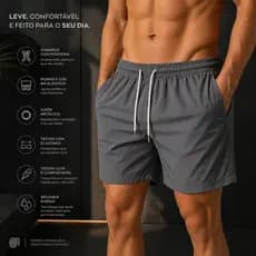 Shorts de Tactel com Elastano Masculino Basico Liso Casual Moda Praia Treino e Academia Bermuda