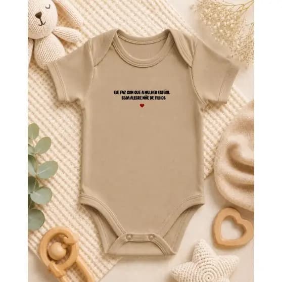 Body Bebê Cristão A paz do Senhor Mamãe 100% Algodão Suedine Frases Cristãs