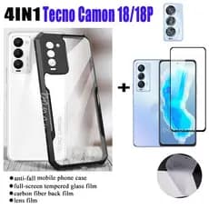 4em1 Para A Caixa Do Telefone Tecno Camon 18/18p pova 5 Neo 3 2 3 20 pro Celular anti-Queda + Película De Vidro Temperado Lente