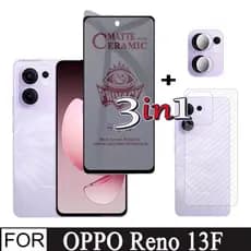 OPPO Reno 13F Anti-Spy Privacidade Vidro Temperado Para Reno13F 4G 5G 12F 11F 3 Em 1 Protetor De Tela + Película Proteto