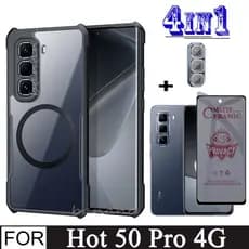Capa De Telefone À Prova De Choque 4 Em 1 Infinix Hot 50 Pro Para 50i Hot50 Smart9 E Com Adesivo Magnético De Carregamen