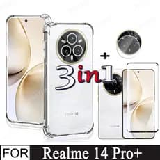 3 Em 1 Realme 14 Pro Plus TPU Capa De Telefone À Prova De Choque Para Realme14Pro + Filme De Tela De Vidro Temperado