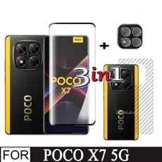 Poco X7 Vidro Temperado Para X7Pro PocoC75 3 Em 1 Protetor De Lente De Câmera Capa Completa Filme Tela