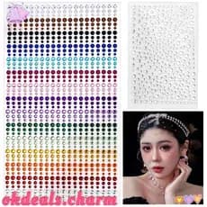 Patches De Olhos CHARM , Acessórios De Maquiagem Facial Em Cor Arco-Íris De Strass , Bastão Para Cabelo DIY
