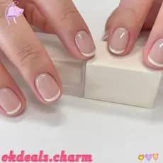 CHARM Unhas Postiças , Curtas Com Borda Branca , Pontas De Cobertura Completa Francesa Redonda Destacável Para DIY