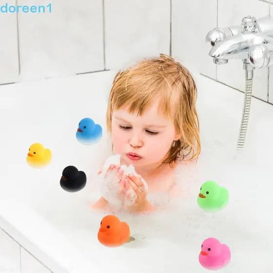 DOREEN 3 Peças De Brinquedos De Banho De Bebê De Pato Amarelo , Brinquedo De Som De Aperto Flutuante De Borracha , Fofo