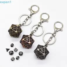 EXPEN 1 Conjunto De Chaveiro De Dados De Metal Oco , DND TRPG Poliédricos Requintado