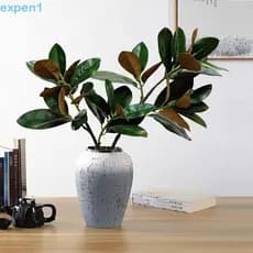EXPEN Simulado Ramo De Árvore De Magnólia , Folhas De Borracha Grande Planta Artificial , Plantas Artificiais De 110cm