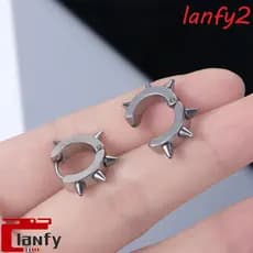 LANFY Rebites Punk Clip De Orelha Sem Furo De Cartilagem Retro Brincos Com Argola Redonda