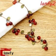 Lanfy Corrente Longa Feminina Com Pingente De Videira