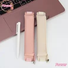 OF Reunião Do Escritório De Lápis Porta Caneta Elástica Pu Leather Buckle Pen Holder