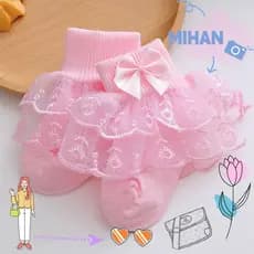MH-BEAUTY Meias De Renda Para Bebês Meninas , Super Macias De Camada Dupla Com Babados Crianças Pequenas , Confortáveis