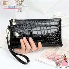 Carteira Feminina YEE , Carteiras Longas Femininas De Couro Da Moda , Bolsa Vermelha Com Design De Mão De Crocodilo