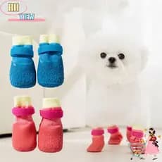 YEE 4 Pçs/Set Sapatos Para Cães , De Malha Antiderrapantes Anti-Sujeira Filhotes De Cachorro , Botas Respiráveis Ajustáv