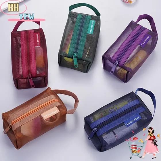 YEE Mini Bolsa De Moedas Com Zíper , Armazenamento De Malha Quadrada Respirável Leve Cosmética De Grande Capacidade