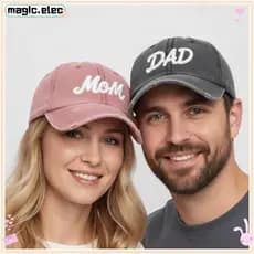 Boné De Beisebol MAGIC MOM Dad , Chapéu De Pai De Algodão Lavado Com Letras Bordadas Desgastadas , Aba Rasgada