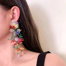 MXFASHIONE Brincos De Borla Com Miçangas , Joias , De Flor Colorida Contas De Cristal ,