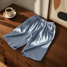 Calças De Dormir Masculinas MXFASHIONE , Cintura Elástica Respirável Pijama Ice Slik , Shorts Masculinos Finos E Confort