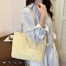MXFASHIONE Bolsa De Grande Capacidade , Alça De Corrente , Ombro Durável Com Padrão Estrela , Sacola Versátil Nas Axilas